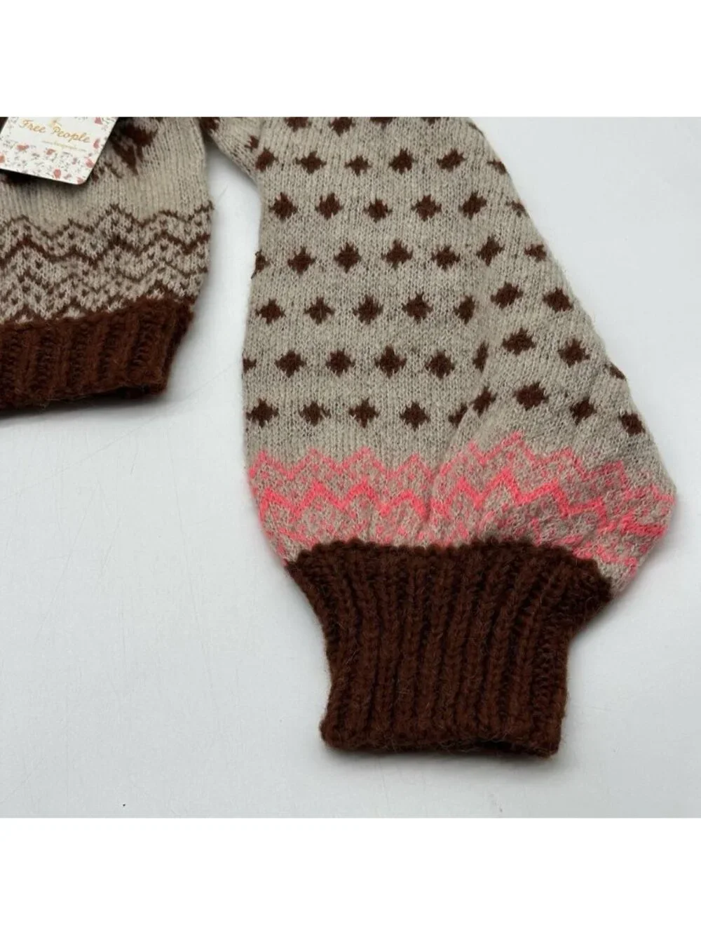 Free People Snow Globe Size XL Gingerbread Cookie Cropped Pullover Sweater NWT